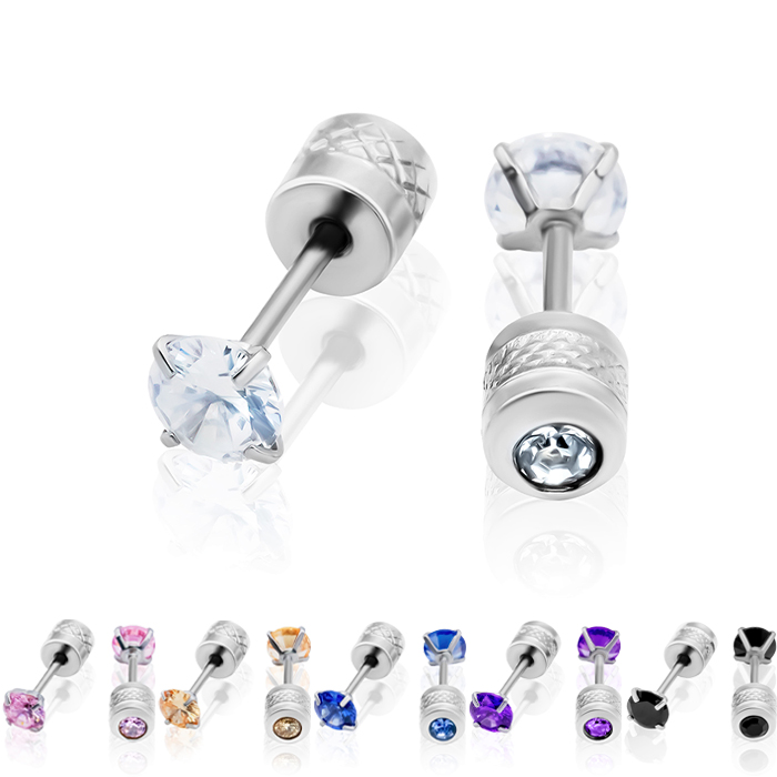 立爪ジュエル リバーシブル ステンレス ピアス 3mm/4mm/5mm (1ペア)