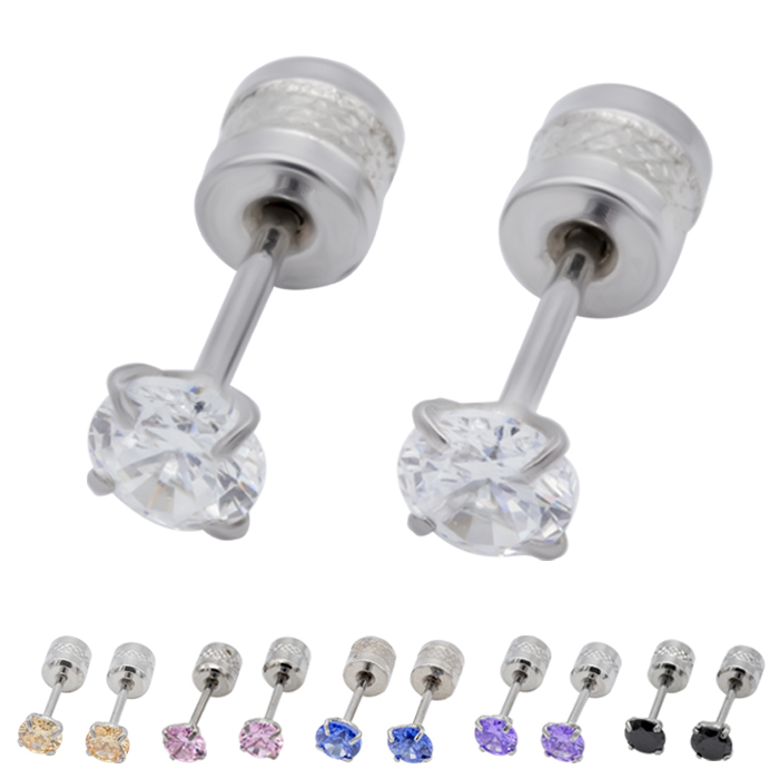 立爪ジュエル リバーシブル ステンレス ピアス 3mm/4mm/5mm (1ペア)