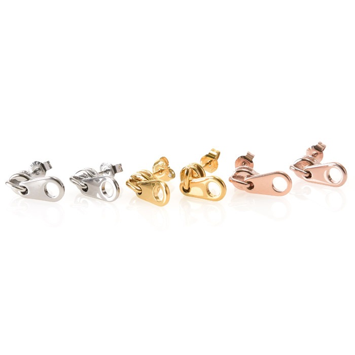ジッパー ステンレス ピアス(1ペア) ポーチ入り