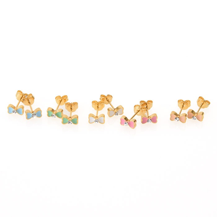 センタージュエル カラーリボン ステンレス ピアス(1ペア)