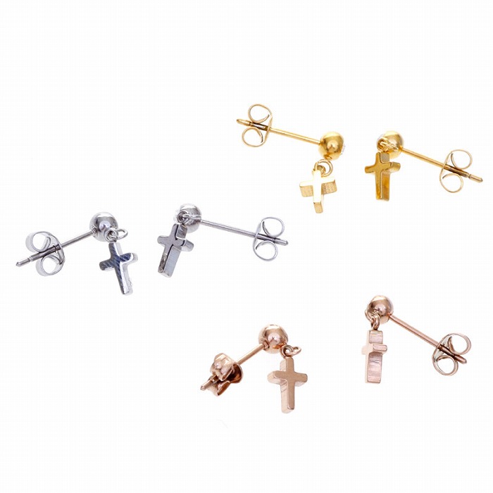 ミニクロス ステンレス ピアス(1ペア) ポーチ入り