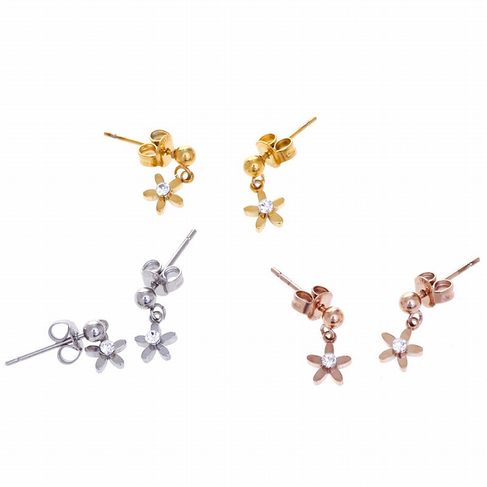 ミニフラワー ステンレス ピアス(1ペア) ポーチ入り