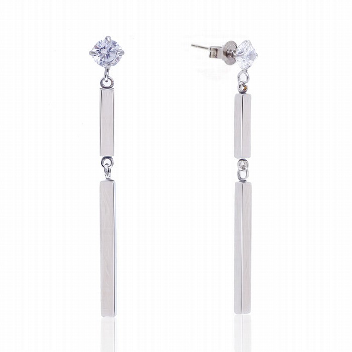 スクエアスティック&ジュエル ステンレス ピアス(1ペア) ボックス入り