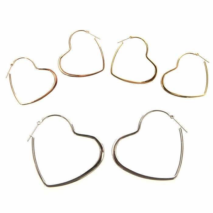 ハートフープ ステンレス ピアス(1ペア) ポーチ入り