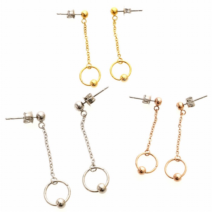シンプルフープボール ステンレス ピアス(1ペア) ボックス入り