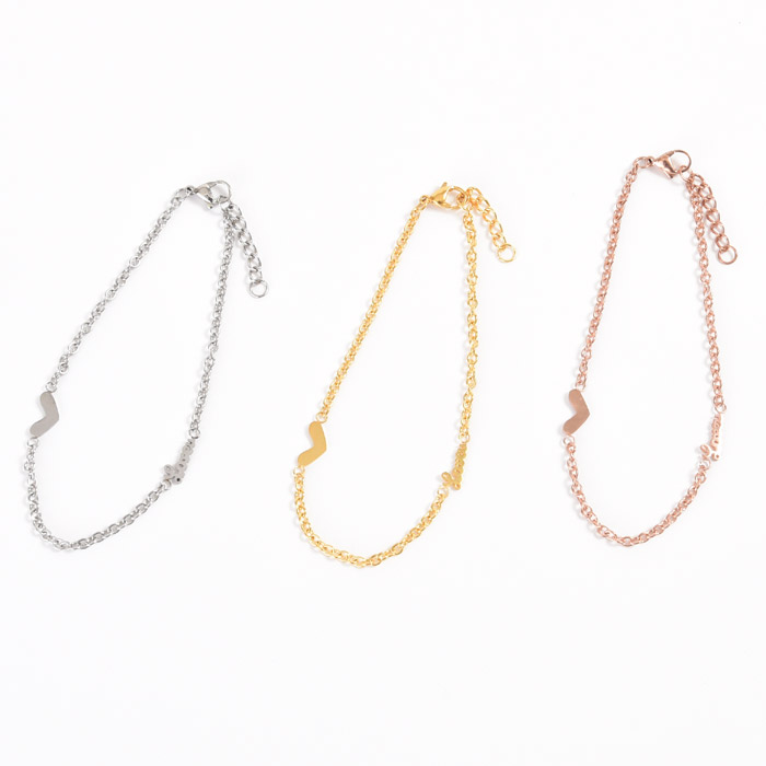 ハート&LOVEロゴ ステンレス アンクレット ポーチ入り